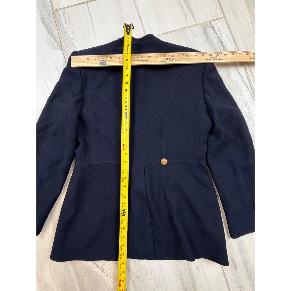 Vintage Lauren Ralph Lauren Navy Blue Wool Skirt Suit Gold Crest Buttons Size 12 - Picture 7 of 13